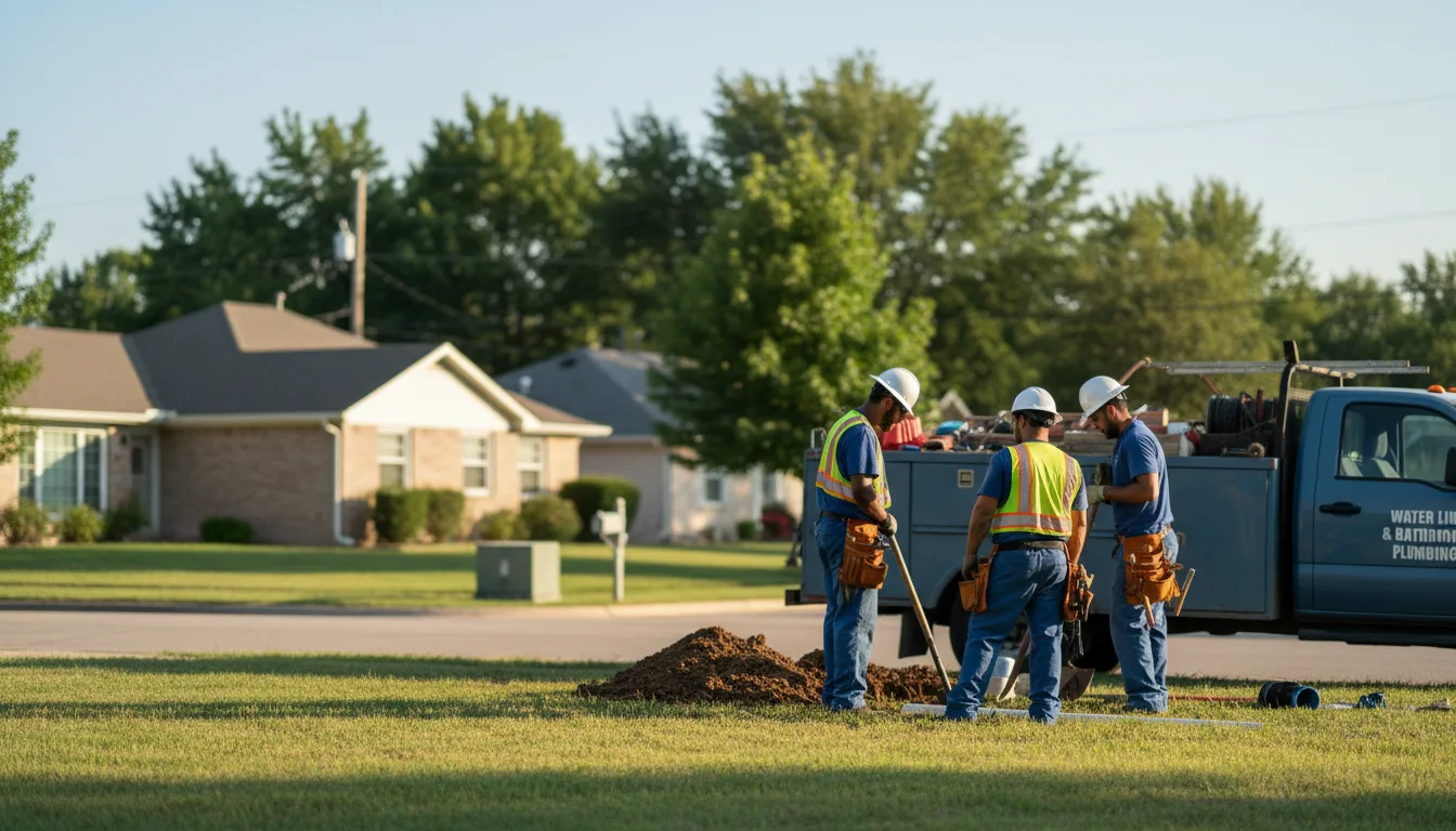 Residential water line and bathroom plumbing service in Fox, OK